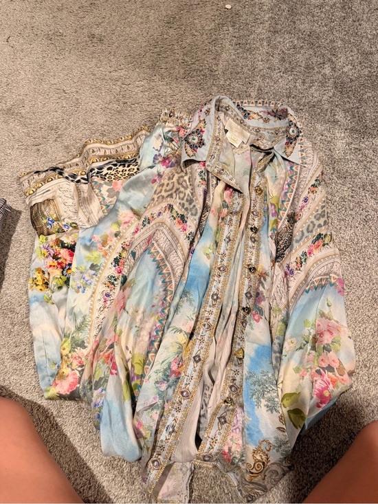 Camilla Other - Camilla Pastel Floral Button-Front Blouse in Cream, Blue, Pink